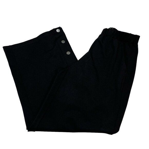 Universal Standard Stephanie Wide Leg Ponte Womens XS 10-12 Black Snap Leg Hem - Picture 2 of 9